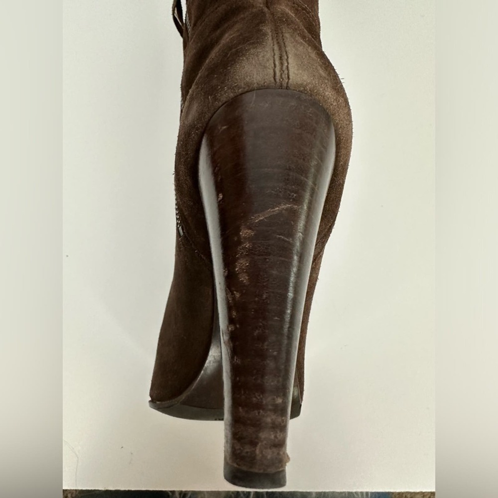 Miu Miu Chocolate Brown Suede Boots Sz 7.5 - Picture 11 of 16